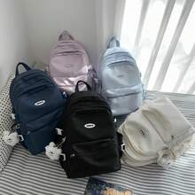 Cute Backpack With Charming Accessories, Casual And Stylish Everyday Bag, Simple Laptop Bag, Waterproof Travel Backpack, Suitable For Women (Blue) - Black - View 8