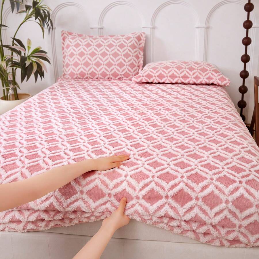 1pc Taffeta Fitted Sheet, Bedding Cover, Fitted Sheet, Mattress Protector, Available In Multiple Colors, Comfortable & Warm Mattress Pad, Minimalist Style Home Textile, Soft Anti-Pilling Bed Cover, Skin-Friendly Fitted Sheet, Excluding Pillowcase