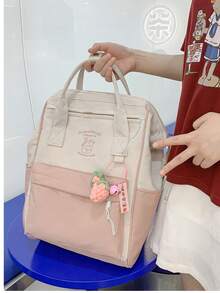 Dedoo Mochila para mujer, mochila de mano de dos tonos, tela de nailon impermeable, gran capacidad de almacenamiento ligero, escuela regreso a la escuela uso diario todas las estaciones - Rosa - Ver 5