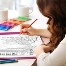 Tlenpo 3pcs/1set, Adult Coloring Book With Flower, Animal, Street Scene Patterns - 1 Book With 30 Pages, 11.2 X 8.3 Inches, For Adults To Relieve Stress, Anxiety And Other Emotions, Holiday Gift, Back To School Gift, Christmas Gift, Halloween Gift, Perfect Choice For Many Holiday Gifts (Accessories Not Included) - E - View 7