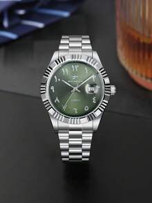 RICECGO Men's Stainless Steel Band Quartz Watch, Minimalist Business Style, Perfect Gift For Any Occasion - Silver - View 13