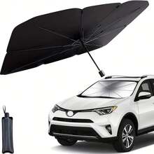 1PC Car Windshield Sunshade, Foldable Car Umbrella For, Uv-Resistant Front Window (Heat Protection) Windshield Cover Clip - A - View 2
