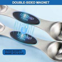 Stainless Steel Black Magnetic Measuring Cups/Double-Headed Magnetic Measuring Spoons, With Clear Markings, Easy To Clean, - Stainless Steel Stackable Measuring Cups, For Daily Measurement/Cooking Baking Dry And Liquid Portioning - Black - View 7