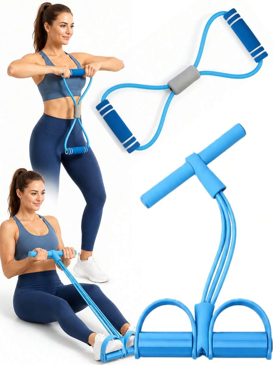 2pcs/Set 8-Figure Resistance Band + 6-Tube Foot Pedal Resistance Band, 6 Elastic Resistance Tubes, Resistance Bands For Full Body Workout, Abdominal Exerciser, Pilates, Yoga, Strength Training, Suitable For Sit-Ups - Multicolor - View 1