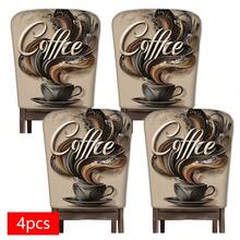 2/4/6pcs Coffee Pattern Printed Linen Dining Chair Covers, Full Chair Protector, Removable & Washable, Dust-Proof Universal Chair Covers, Suitable For Kitchen Dining Chairs, Restaurant Chairs, Hotel Chairs, Banquet Chairs And Home Decor - Multicolor - View 15