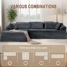 Korser - Camillas seccionales de 108 pulgadas para sala de estar, sofá seccional modular con sillón en forma de L, sofá de nube, cómodo sofá esponjoso de pana con asiento profundo y bolsillos - Gris Carbón - Ver 5