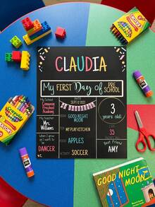 1pc Personalized Name Black First Day Of Back To School Photo Prop Sign, Custom Back To School Photo Prop Keepsake Souvenir Gift For School - Multicolor - View 2