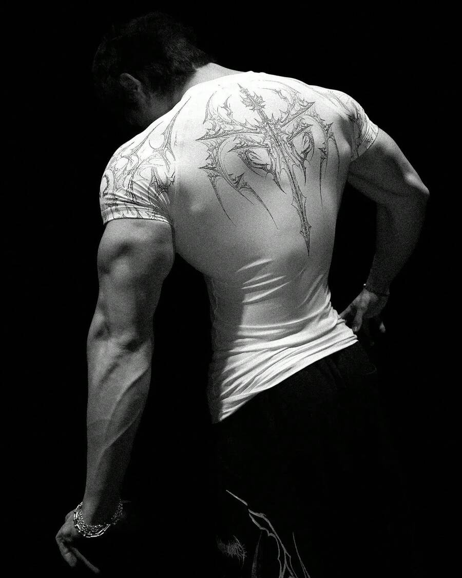Men's Summer Sports Vest, Gothic Print, High Elasticity, Quick Dry, For Training - White - View 1
