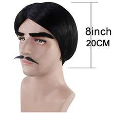 1PC Middle-Aged Men Cosplay Wig 8inch Synthetic Fiber Black Short Hair Costume Party Holiday Party Daily Wear Full Wig - Black - View 4