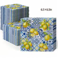 20pcs/40pcs/60pcs 2-Ply Soft Summer Lemon Napkins, 33cm*33cm Unfolded, Disposable Party Lunch Napkins, Guest Hand Towels, Decorative Paper, Birthday Decorations, Wedding Anniversary, Graduation Party Decor - Multicolor - View 6