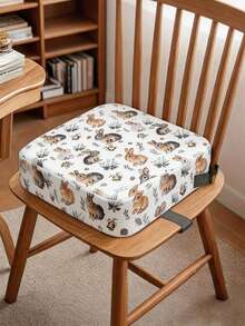 1pc Portable Kids Booster Seat Cushion, Cartoon Print Thick Toddler Dining Booster Seat Pad With Anti-Slip Straps, Soft Thickened Printed Chair Pad, Suitable For Dining And Learning Desk - Multicolor - View 12