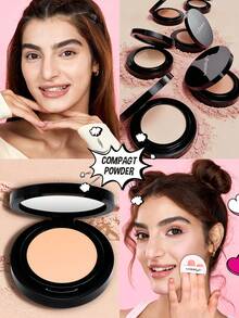 MISSLYN 1 pieza Polvo compacto, Polvo fijador prensado de control de aceite, Polvo facial mate sin poros de alta cobertura ligero y de larga duración, Maquillaje de acabado mate para uso diario, viajes, fiestas & Y2K, Regalo de cumpleaños & San Valentín - #105 Beige claro - Ver 8