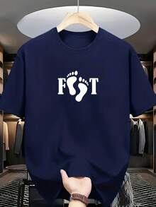 And A Footprint Design On The Front. The Fusion Of Letters And Footprints Shows A Playful Expression Related To Walking And Steps, With An Overall Style That Is Simple But Creative. - 灰色 - 查看 1