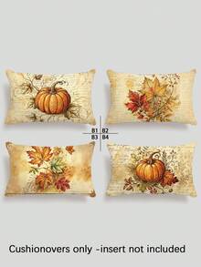 4pcs,Autumn Pumpkin Letter Set Pillow Covers,Harvest Thanksgiving Warm Orange Home Cushion,Home Decor,Thanksgiving Farmhouse Style Decorative Pillow Covers,Zipper Closure,Multiple Patterns Available,Suitable For Various Room Types - Multicolor - View 14
