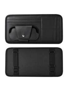 Tas Organizer Pelindung Matahari Mobil, Rak Penyimpanan Pelindung Matahari Mobil Multi-Saku Kulit Nappa dengan Tempat Kacamata, Slot Kartu, Tempat Pulpen Tiket, Tali Elastis yang Dapat Diatur, Tidak Menghalangi Cermin Rias, Tas Penyimpanan Interior Mobil Kapasitas Besar, Cocok untuk Semua Model Mobil dengan Pelindung Matahari - A - View 9