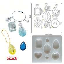 1pc DIY Silicone Mold, Suitable For Resin Crafts - Cat Paw And Bear Paw Prints, Heart And Star, Gemstone, Perfect For Making DIY Jewelry - White - View 18