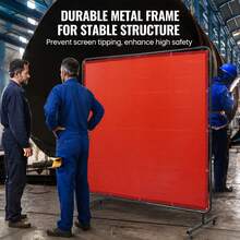 VEVOR Cortina de Soldadura con Marco, 1,8x1,8 m Pantalla de Protección de Soldadura de Vinilo Ignífugo con 4 Ruedas Giratorias 2 Bloqueables, Cortina Móvil Profesional para Taller, Industria, Rojo - 1,8 x 1,8 m - Ver 9