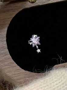 1pc Stainless Steel Star Diamond Stud Earrings For Women, Everyday Wear - Star - View 7