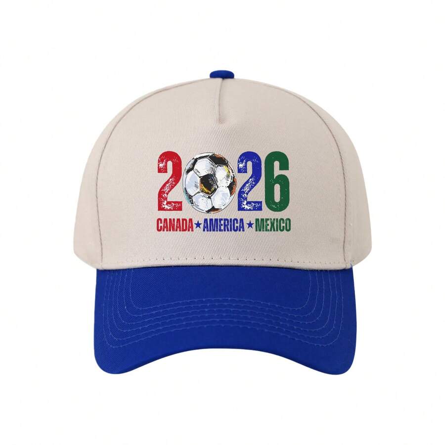 Gorra de pico de pato estampada de la Copa 2026 de EE. UU.-Canadá-México, sombrero para el sol para exteriores - Azul real - Estilo 01 - Ver 1