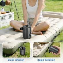 Pompe à air électrique sans fil portable, gonfleur/dégonfleur rechargeable USB 5200mAh à remplissage rapide, double usage pour matelas gonflable et sacs sous vide, avec 5 buses, écran LED, convient pour le camping, les flotteurs de piscine gonflables, les lits d'air, les bouées de natation, l'utilisation en extérieur - Noir - Voir 6