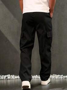Men's Casual Sports Long Pants, Cargo Outdoor Street Style, Thin Black For Spring And Autumn - Black - View 3