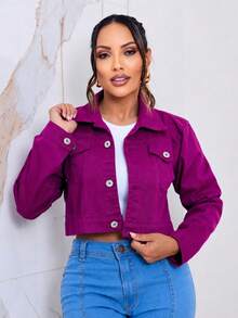 Women Denim Jackets & Coats - Rose Red - View 5