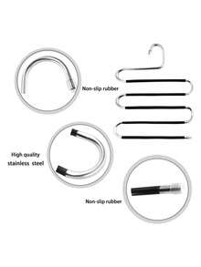 1/5pcs 5-Tier Multi-Function Anti-Slip S-Shaped Pants Hanger With PVC Anti-Slip - Black - View 7