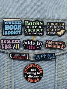 9pcs Creative Personalized Metal English Letter Alloy Student Backpack Accessories Brooch, Suitable For Daily Wear And Gifting To Friends - Multicolor - View 11