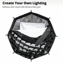 AMBITFUL PS30 SE PS50 SE Octagonal Softbox 30/50cm, Bowens Mount Foldable Quick Release Portable Octagonal Softbox, Includes Honeycomb Grid, Diffusion Cloth And Storage Bag, Suitable For Studio LED Video Photography Lights - View 4