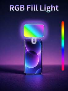 Luz de Videoconferencia RGB con Clip para Teléfono, Modo RGB + Modo de Luz Blanca, Luz de Relleno LED Regulable con Clip, Adecuada para Portátil, Llamada de Zoom, Transmisión en Vivo, Tableta, Maquillaje, Luz de Cámara Recargable - RGB - Ver 7