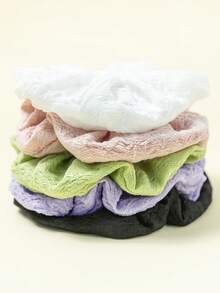 Accesorio para el cabello tipo scrunchie de mujer de satén versátil con efecto agrietado en relieve de unicolor - Multicolor - Ver 1