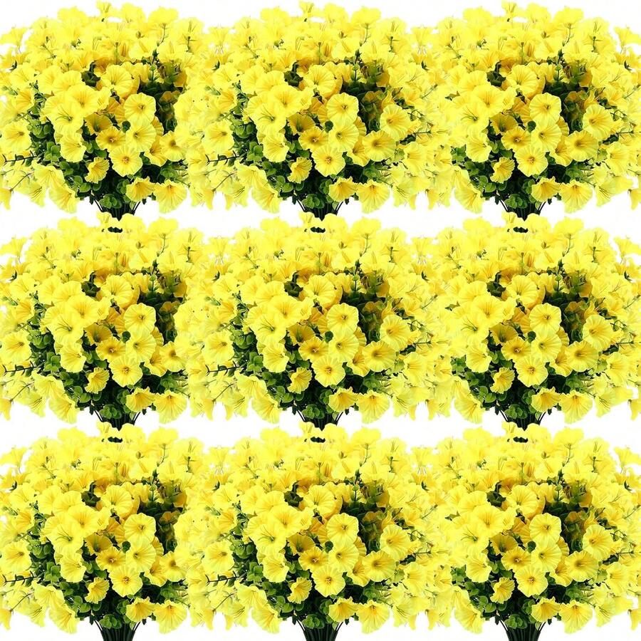 2pcs Artificial Morning Glory, Suitable For DIY, Office Decor, Mother's Day, Birthday And Valentine's Day Gifts, Room Decor, Home Beautification, Autumn Decor, Bedroom Decor, Wedding Decor, Garden Landscape, Outdoor Decor - Yellow - View 1