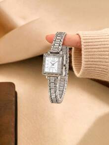 LIANDU Women's Watch New Style Rhinestone Inlaid Case Mixed Dial Design Elegant Fashion Quartz Watch Daily Wear Back To School Timekeeping Birthday Gift Also Ideal For Yourself Or Friends - Silver - View 4