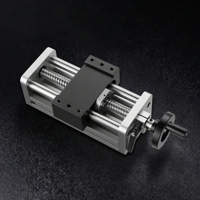 Linear Stage Actuator, 100 Mm Effective Stroke, Ball Screw CNC Linear Motion Guide Rail, Double Optical Axis, C7 High-Precision, Bearing Slide Block, Manual Handwheel, For CNC Router X Y Z Axis