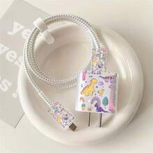 Black Spider Style Charger And Cable Protector Set Compatible With Apple 18-20W Charging Cable, Anti-Breakage Cable Organizer - Multicolor - View 9