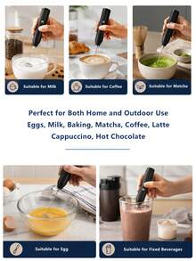1 pieza Batidor de leche de mano para café, batidor eléctrico recargable con cabezal de acero inoxidable 304, 3 velocidades, mezclador de bebidas, batidor de café para leche, latte, cappuccino, chocolate caliente - Multicolor - Ver 6