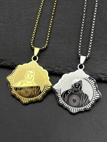 "Sacred Heart Of Jesus Catholic Pendant Necklace For Women Men Stainless Steel Gold Color Flower Medal Amulet Chain Jewelry Gift " - Necklace - View 6