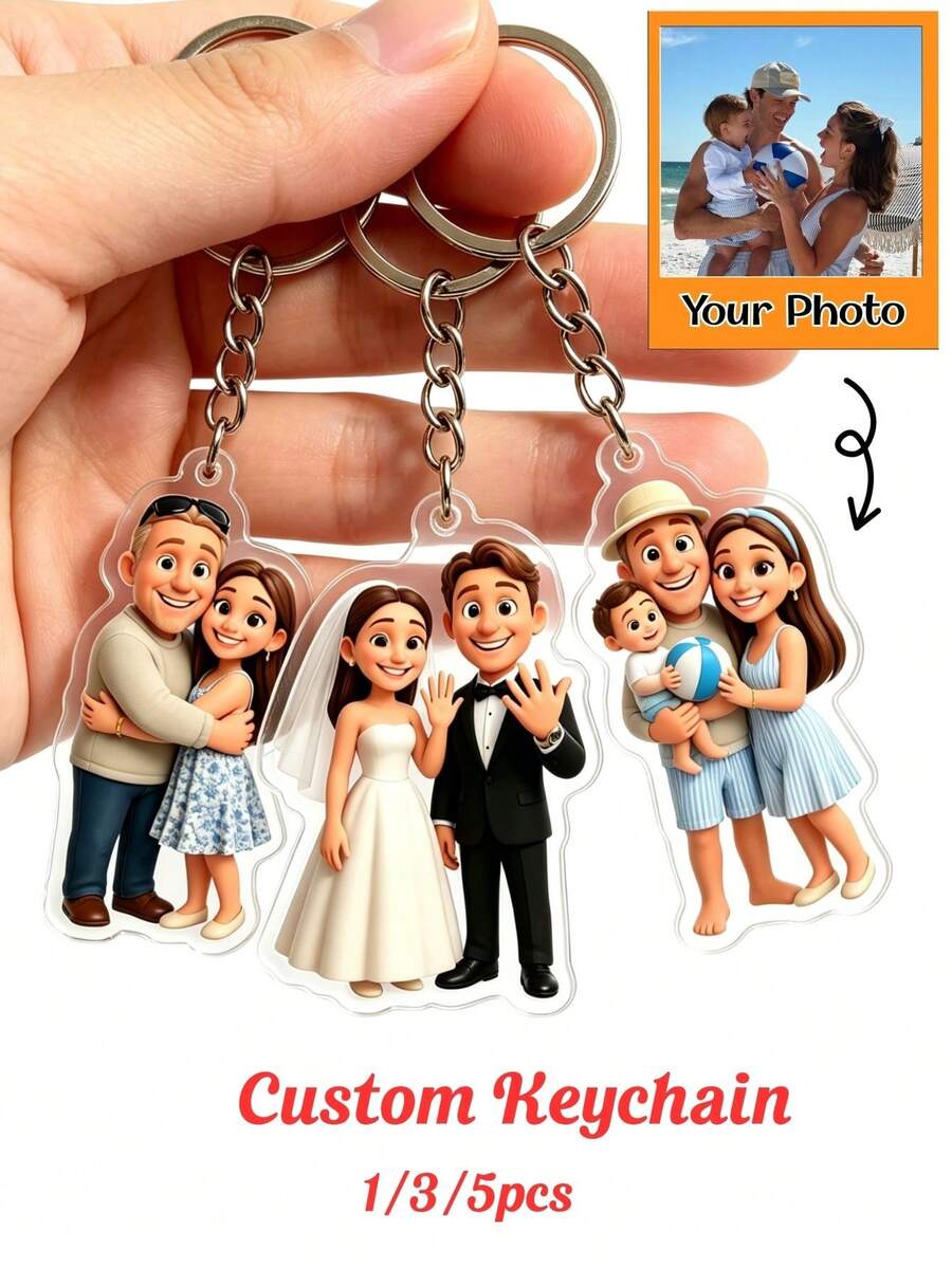 Personalized 2D Figure Acrylic Photo Keychains,Gifts For Her/Him, Suitable For Birthdays Weddings Parties Anniversaries, Teacher's Day, Back To School - Multicolor - View 1