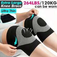 RPPR 2pcs/1 Pair Short Ultra-Thin Extra Large High Elasticity Compression Knee Pads, Plus Size Knee Sleeves, Suitable For Running, Fitness, Daily Life, Unisex Plus Size Knee Support, Black, Fits Up To 264lbs/120kg - Black - View 3