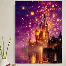 DIY 5D Full Drill Diamond Painting Kit, Sky Lantern Castle, 5D DIY Art Embroidery Mosaic Diamond Painting, Home Decor, Perfect For Home Wall Decoration Or As A Holiday Gift For Friends - round diamond - View 3