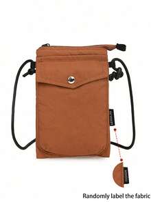 1 pieza Bolso bandolera mini de nylon resistente a desgarros con estampado a cuadros verde, cordón decorativo, múltiples bolsillos y cremallera, apto para camping y uso diario - Multicolor - Ver 15