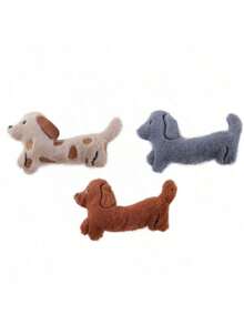 Cute Dachshund Shaped Plush Cat Toy With Built-In Crinkle Paper For Interactive Play - Multicolor - View 4