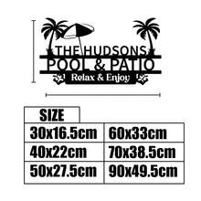 Personalized Pool And Patio Sign, Custom Family Name Metal Wall Art With Palm Tree And Surfboard Design, Outdoor Decor For Backyard And Garden, Backyard Oasis - Black - View 8