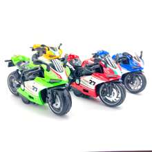 Mini Motocicleta de Juguete para Niños, Modelo de Motocicleta de Policía de Hierro para Simulación de Carreras Todoterreno - Rojo - Ver 5