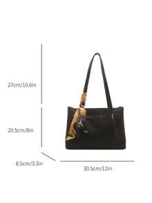 New Luxury High-End Pattern Versatile Women's Shoulder Bag Tote - Black - View 3