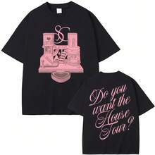 2026 Sabrina charpentier vous voulez la maison Tour Vintage imprimé t-shirt hommes femmes mode T-shirts surdimensionné T-shirts occasionnels cadeaux pour fans - Noir - Voir 1