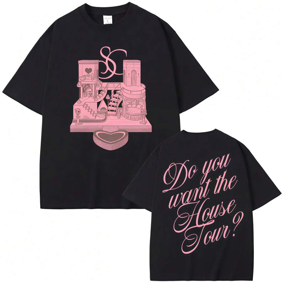 2026 Sabrina charpentier vous voulez la maison Tour Vintage imprimé t-shirt hommes femmes mode T-shirts surdimensionné T-shirts occasionnels cadeaux pour fans - Noir - Voir 1
