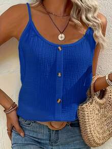 Plus Size Stretchy And Comfortable Sleeveless Top, Perfect For Lounging At Home, Traveling, Or Going On Vacation. Adjustable Straps. - Putih+hitam+biru - View 7
