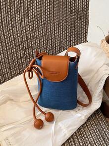 New Fashion Polka Dot Fabric Retro Straw Woven Casual Lightweight Summer Korean Style Niche Phone Bag, Pastoral Fresh European And American Style Shoulder Crossbody Lady Exquisite Commute Shopping Street Vacation Class Women's Bag - Multicolor - View 15