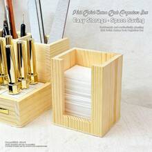 Nail Art Tool Cotton Pad Storage Box, Natural Wood Pull-Out Box, Memo Box, Creative Napkin Holder, Commercial Desktop Personalized Storage Box, Business Card Wooden Box - Multicolor - View 4
